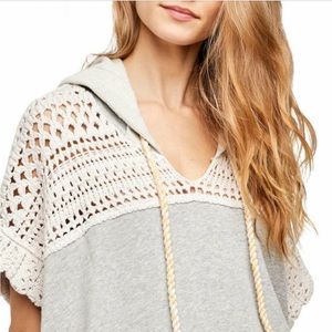 Free People Honey Bear Crochet Hooded Shirt Dress XS/S Small